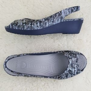 Crocs MABYN Stripe Floral Mini Wedge Slingback